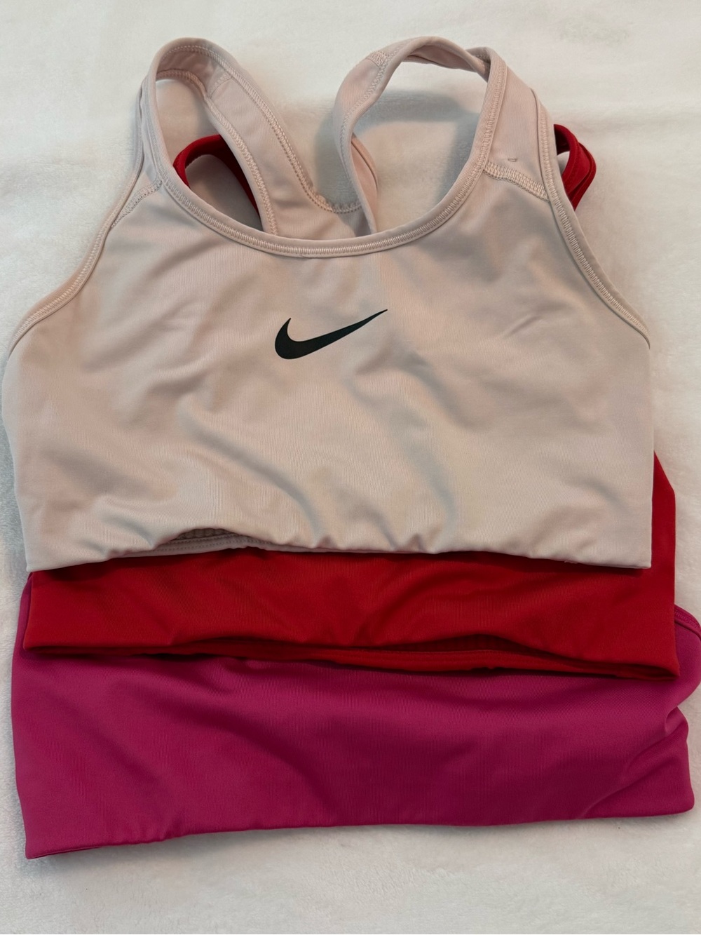 3 Nike Pale Pink Sports Bra with Black Swoosh